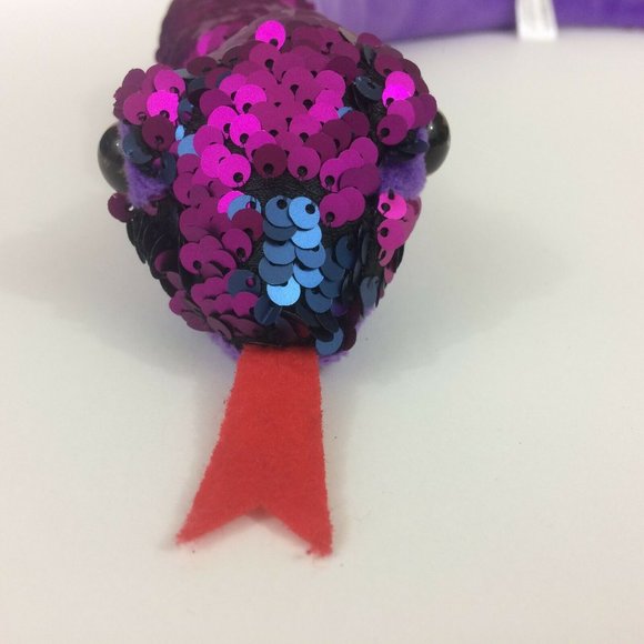 Fiesta Reversible Flip Sequin Snake Plush 24" Purple Blue Stuffed Animal Toy - Picture 2 of 10